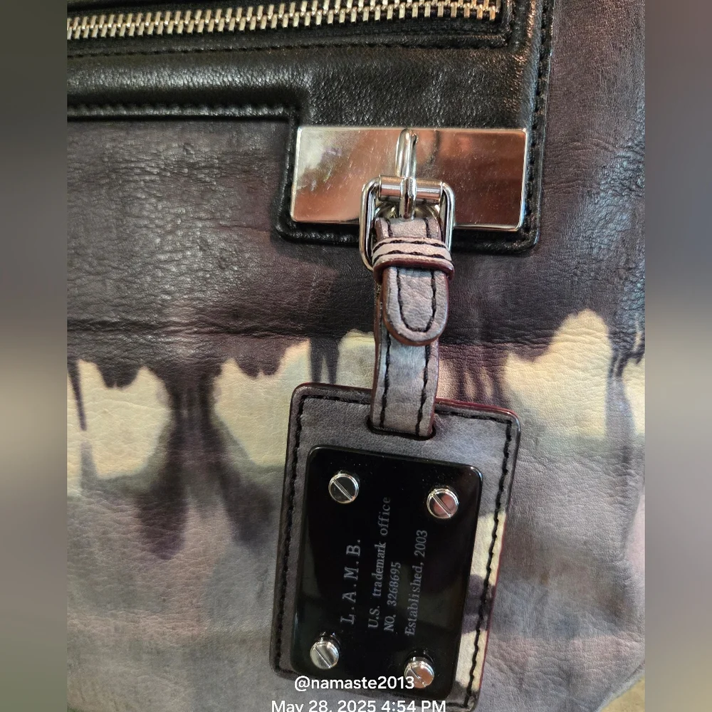 L.A.M.B. Gwen Stefani 100% Leather Tie Die Hobo Shoulder Bag Designer #139